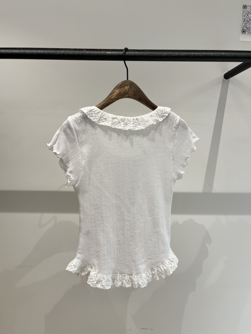 LOVE PULL韓國代購女裝新品熱賣職業推薦26春夏T恤提花鏤空LOVE PULLT恤