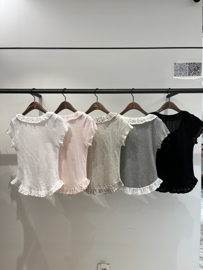 LOVE PULL韓國代購女裝新品熱賣職業推薦26春夏T恤提花鏤空LOVE PULLT恤