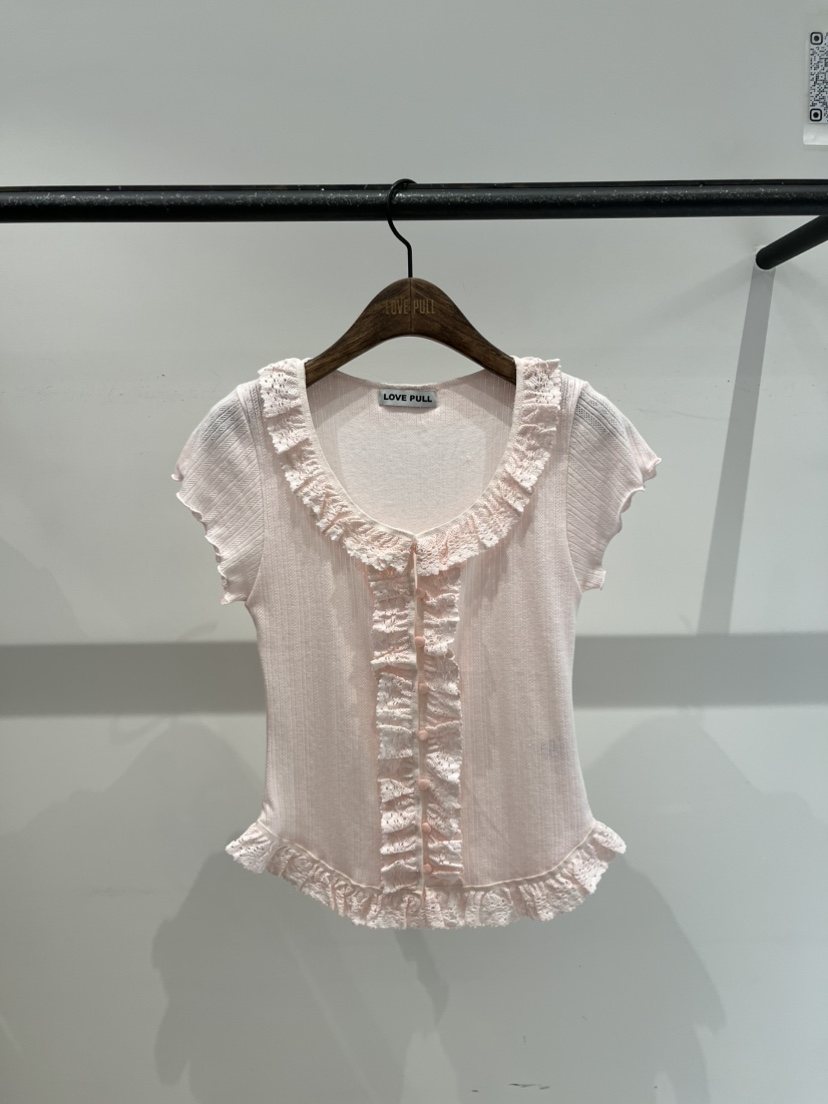 LOVE PULL韓國代購女裝新品熱賣職業推薦26春夏T恤提花鏤空LOVE PULLT恤圖色1