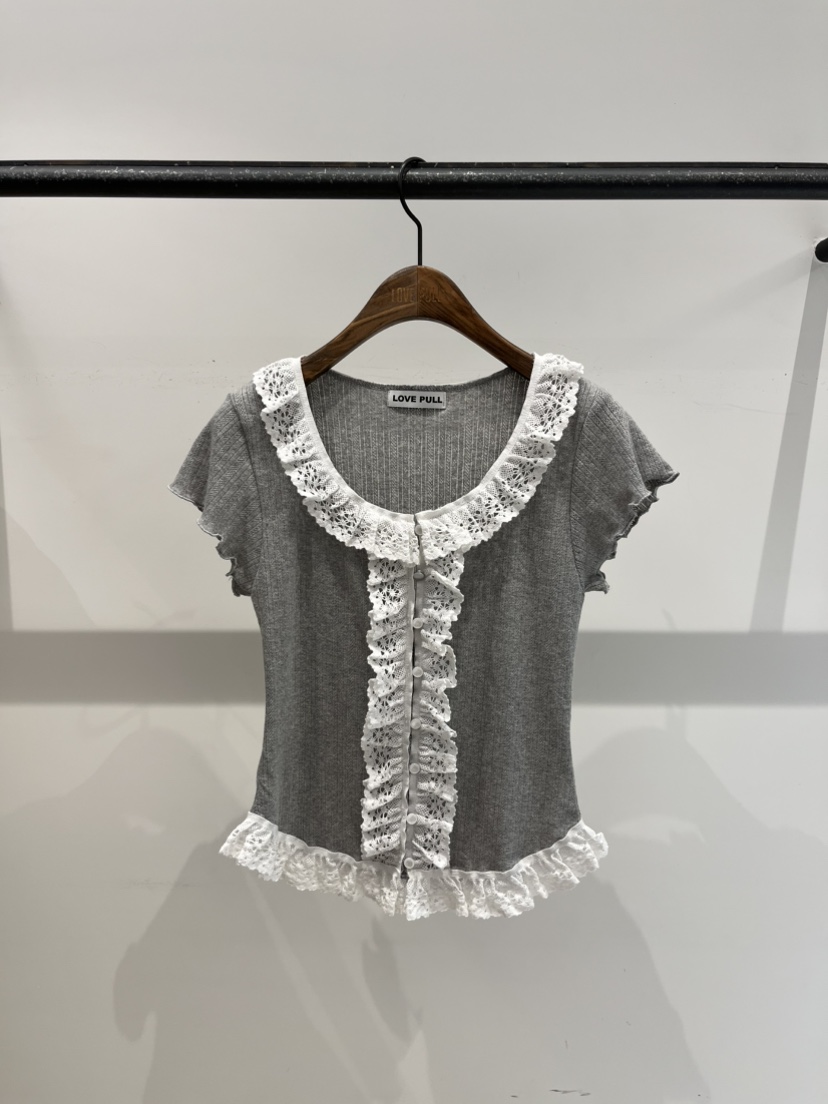 LOVE PULL韓國代購女裝新品熱賣職業推薦26春夏T恤提花鏤空LOVE PULLT恤圖色4
