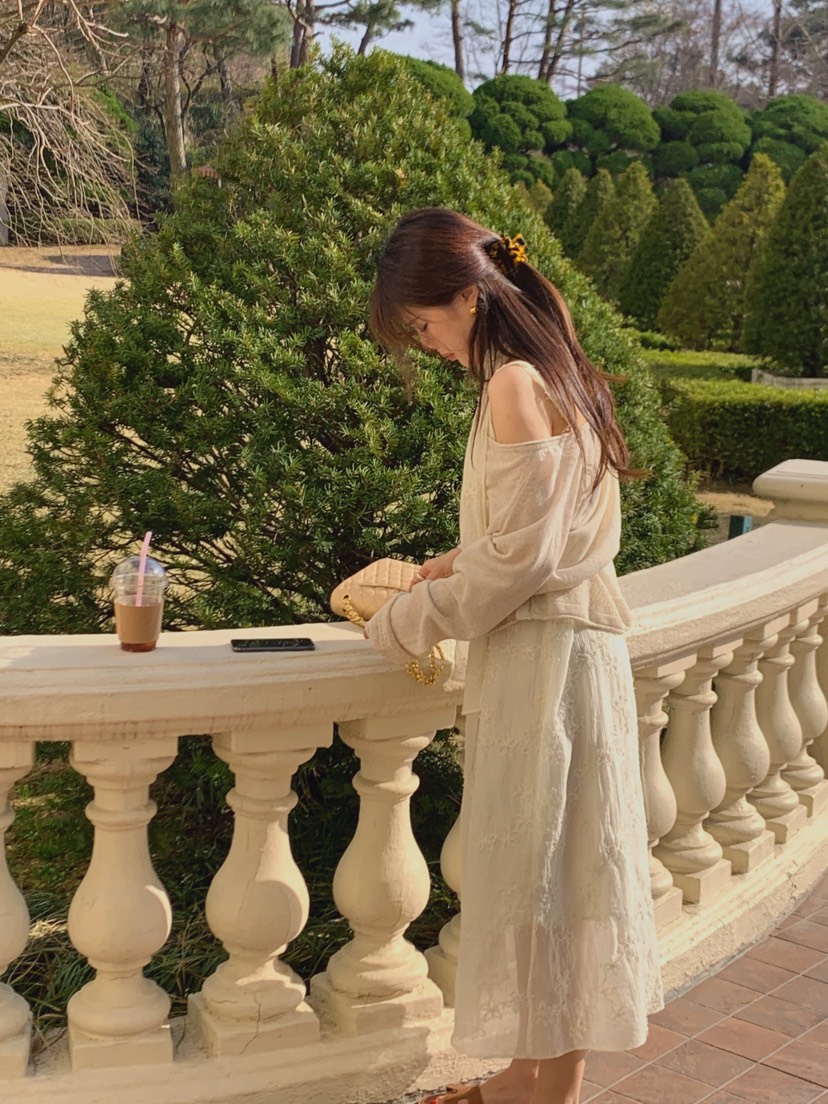 LA CREME韓國直郵實拍女士新款熱賣時尚針織衫亞麻布含繩LA CREME針織衫