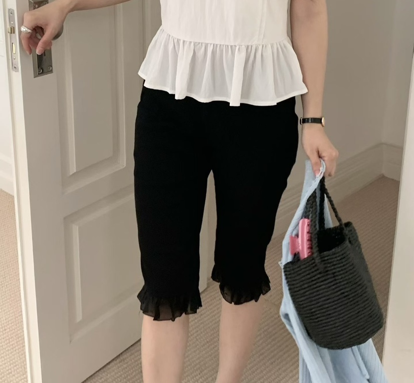 SYMBOL韓國直郵女士新款職業真品推薦26春夏短褲荷葉邊緊身褲SYMBOL短褲