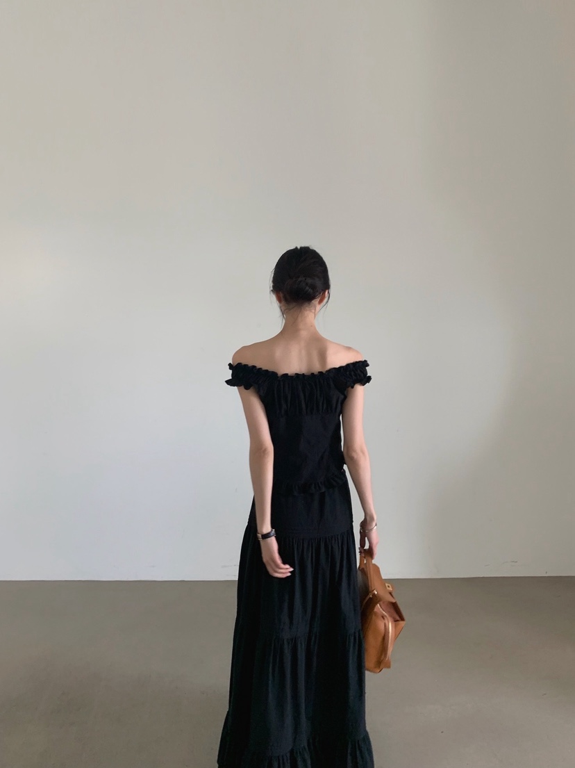 VERANDA東大門代購女裝新款人氣休閑真品長裙棉質褶裥長款VERANDA長裙