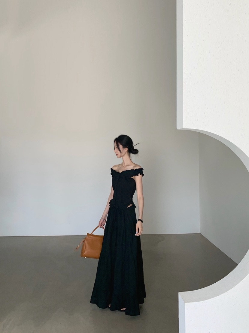 VERANDA東大門代購女裝新款人氣休閑真品長裙棉質褶裥長款VERANDA長裙