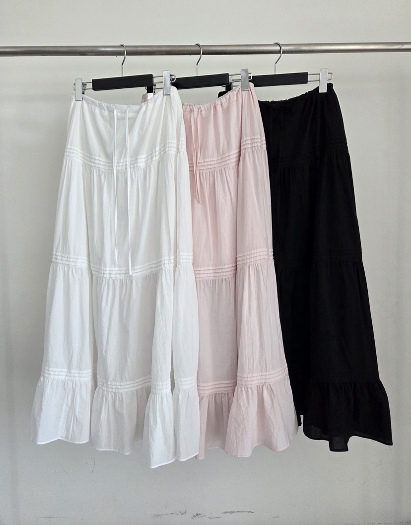 VERANDA東大門代購女裝新款人氣休閑真品長裙棉質褶裥長款VERANDA長裙