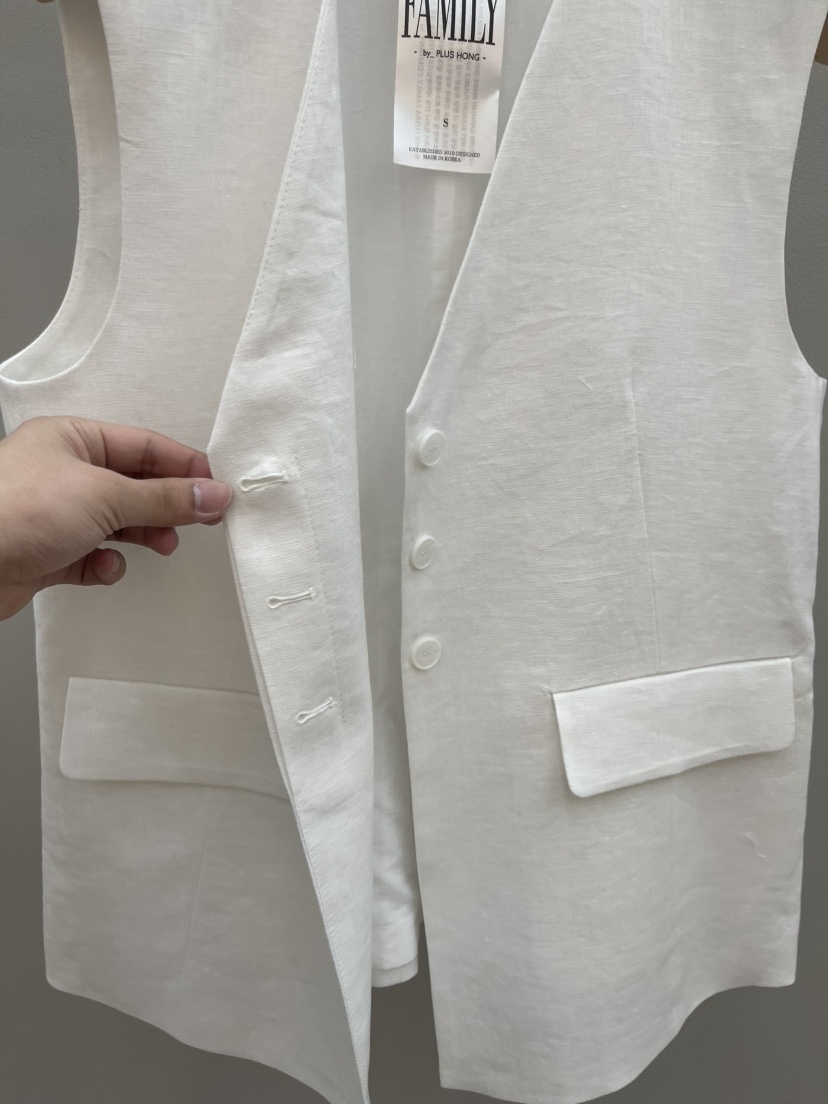 PLUS HONG-P韓國代購女裝新品熱賣26春夏推薦職業馬甲亞麻LORA FAMILY/PLUS HONG馬甲