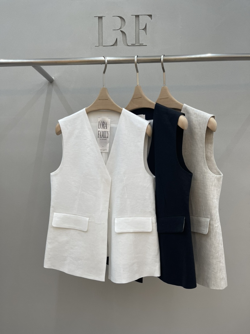 PLUS HONG-P韓國代購女裝新品熱賣26春夏推薦職業馬甲亞麻LORA FAMILY/PLUS HONG馬甲