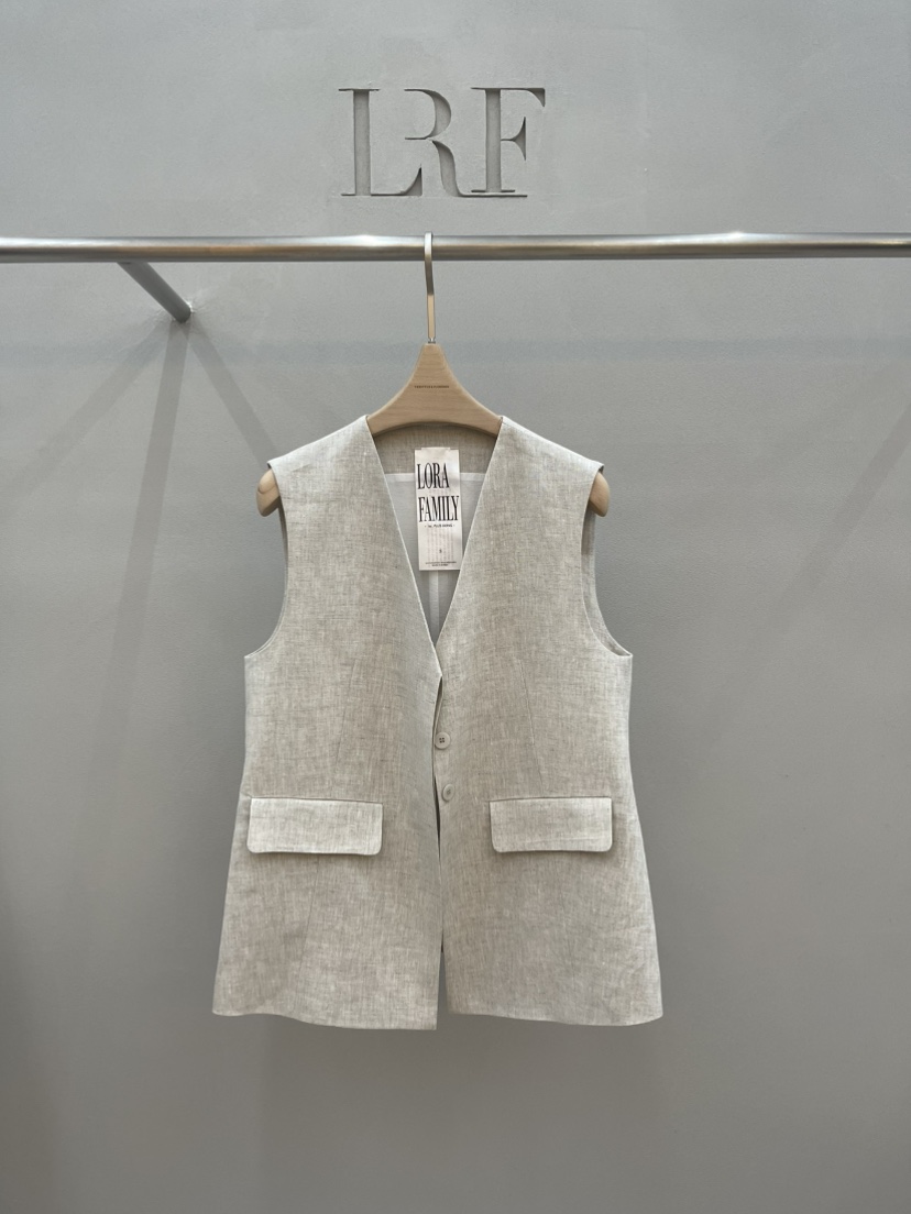 PLUS HONG-P韓國代購女裝新品熱賣26春夏推薦職業馬甲亞麻LORA FAMILY/PLUS HONG馬甲圖色2