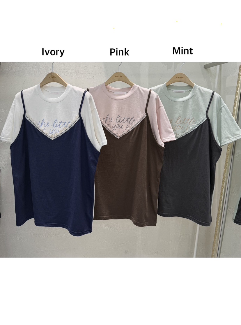 LOVABLE韓國東大門代購女士新品人氣休閑26春夏T恤假兩件LOVABLET恤