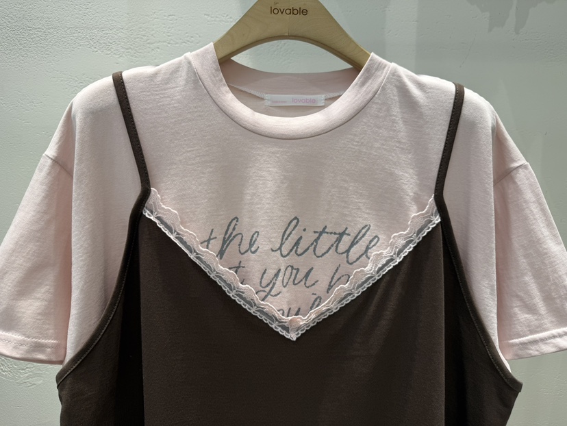 LOVABLE韓國東大門代購女士新品人氣休閑26春夏T恤假兩件LOVABLET恤