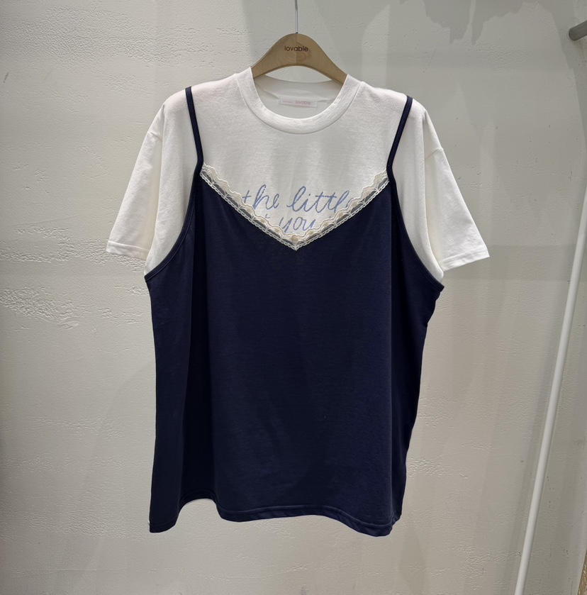 LOVABLE韓國東大門代購女士新品人氣休閑26春夏T恤假兩件LOVABLET恤圖色1