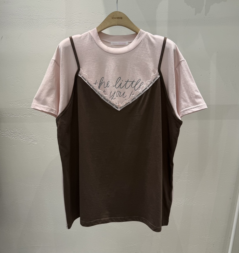 LOVABLE韓國東大門代購女士新品人氣休閑26春夏T恤假兩件LOVABLET恤圖色2