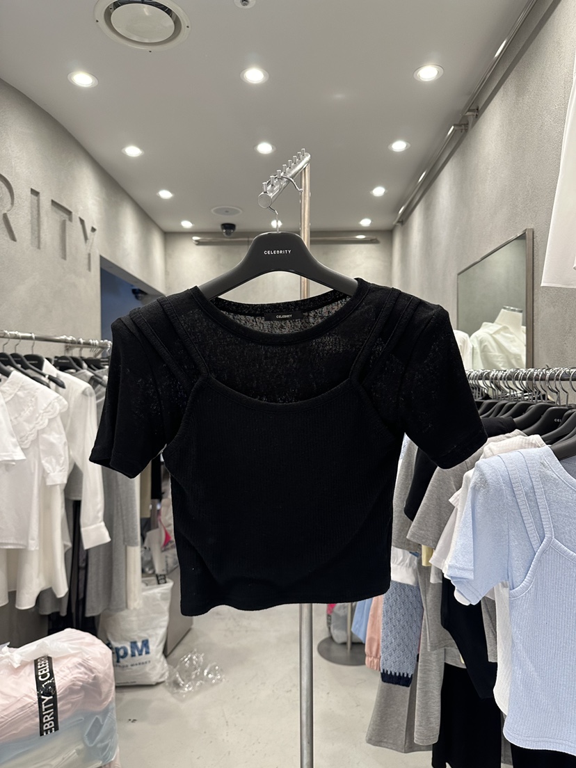 CELEBRITY-A韓國直郵女士新品職業人氣真品熱賣T恤假兩件CELEBRITY-AT恤圖色3