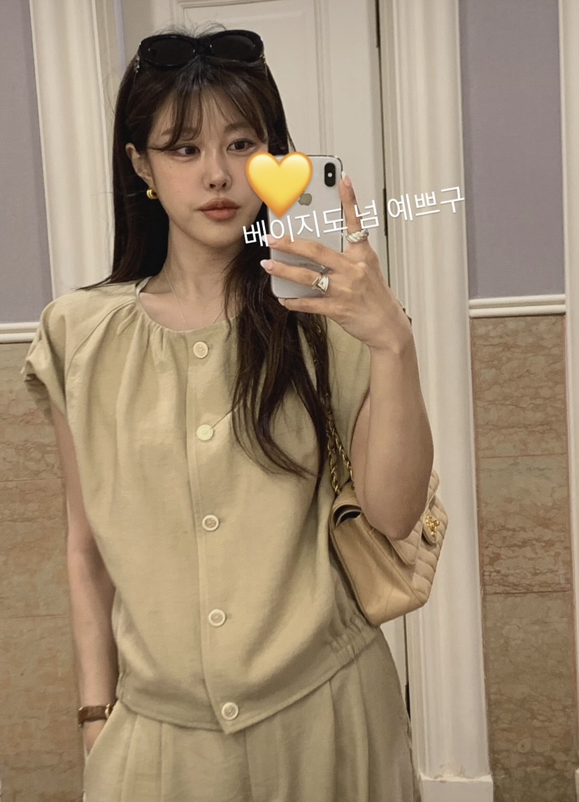 LA CREME韓國直郵女裝新品熱賣職業推薦襯衫蕾絲衫亞麻燈籠LA CREME襯衫/蕾絲衫