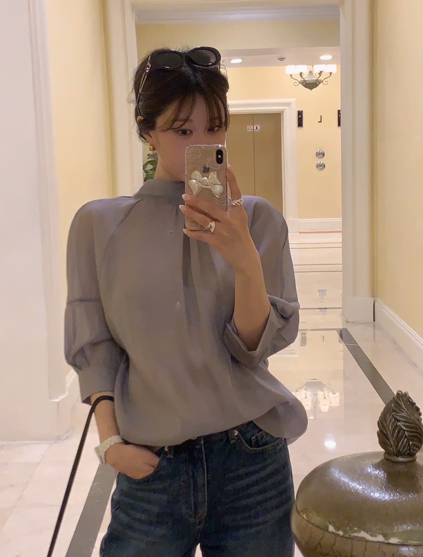 LA CREME韓國東大門代購女士新款時尚26春夏襯衫蕾絲衫雙面LA CREME襯衫/蕾絲衫