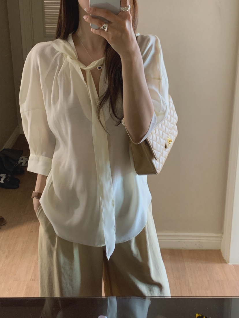 LA CREME韓國東大門代購女士新款時尚26春夏襯衫蕾絲衫雙面LA CREME襯衫/蕾絲衫