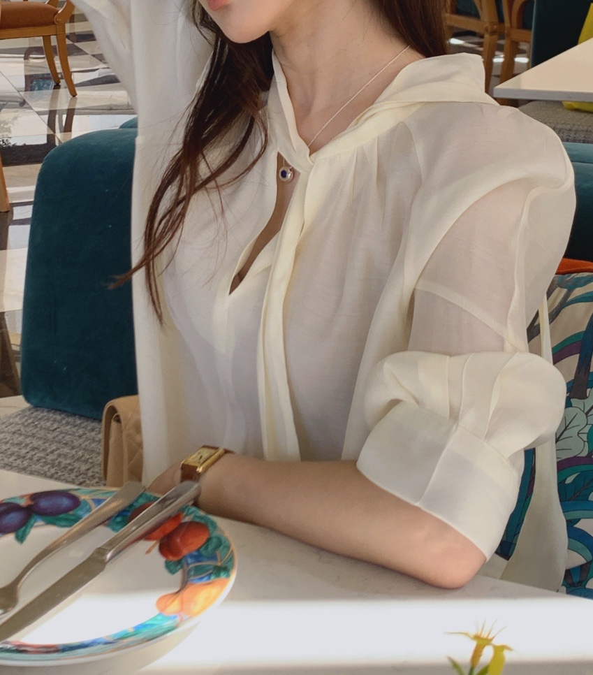 LA CREME韓國東大門代購女士新款時尚26春夏襯衫蕾絲衫雙面LA CREME襯衫/蕾絲衫