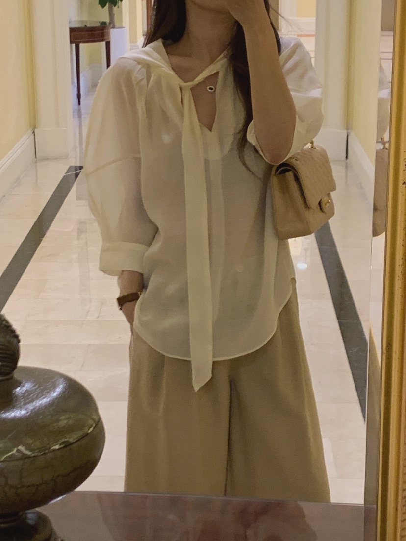 LA CREME韓國東大門代購女士新款時尚26春夏襯衫蕾絲衫雙面LA CREME襯衫/蕾絲衫