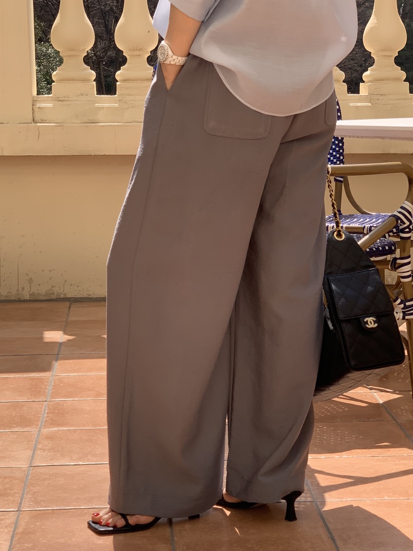 LA CREME韓國東大門直郵女士新款熱賣時尚休閑褲褶裥亞麻LA CREME休閑褲