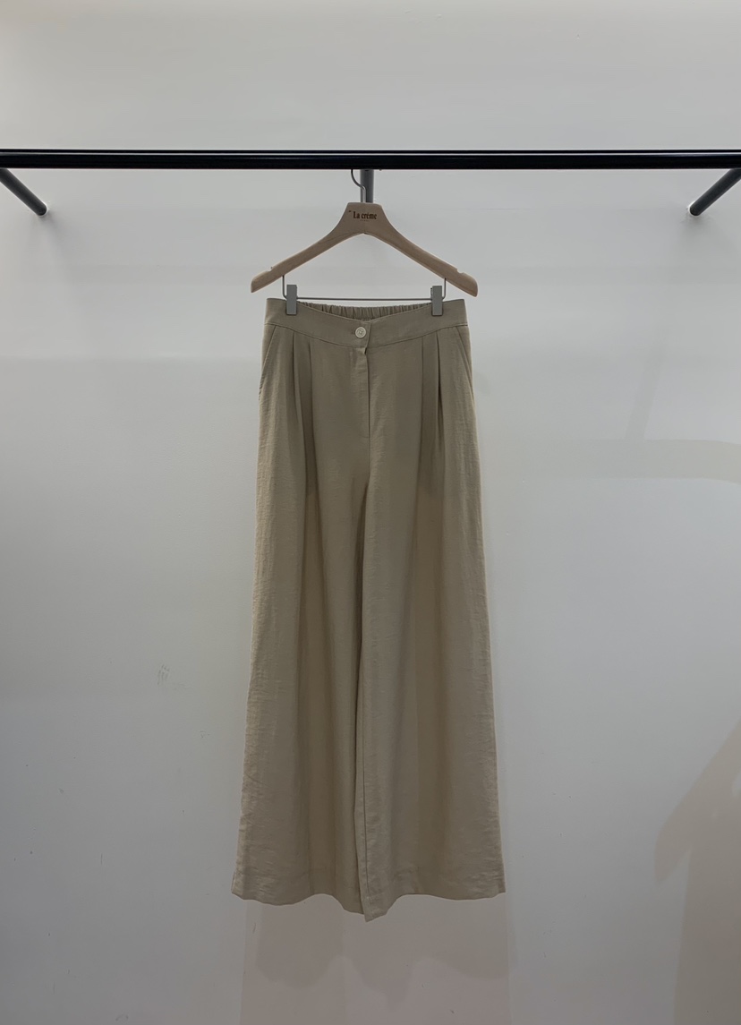 LA CREME韓國東大門直郵女士新款熱賣時尚休閑褲褶裥亞麻LA CREME休閑褲圖色2