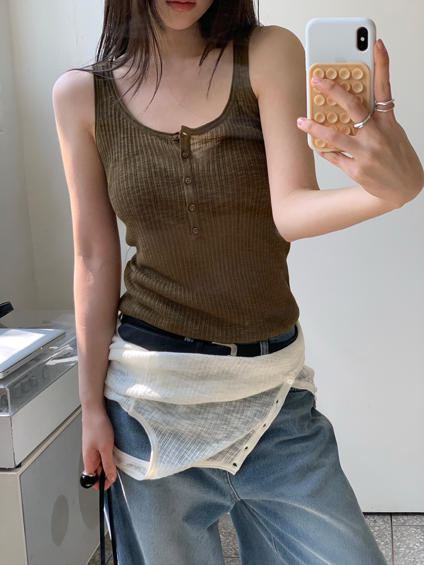 UNBOUND韓國代購女士新品人氣熱賣推薦26春夏吊帶背心紐扣UNBOUND吊帶/背心