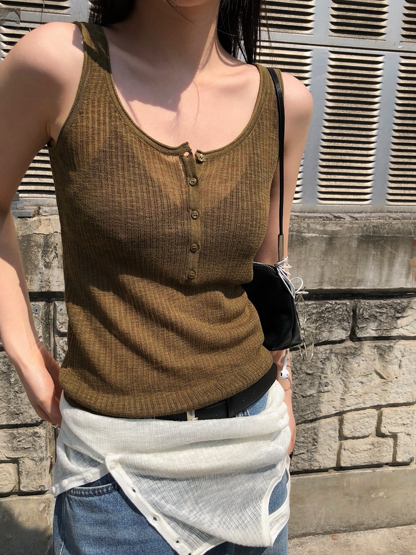 UNBOUND韓國代購女士新品人氣熱賣推薦26春夏吊帶背心紐扣UNBOUND吊帶/背心