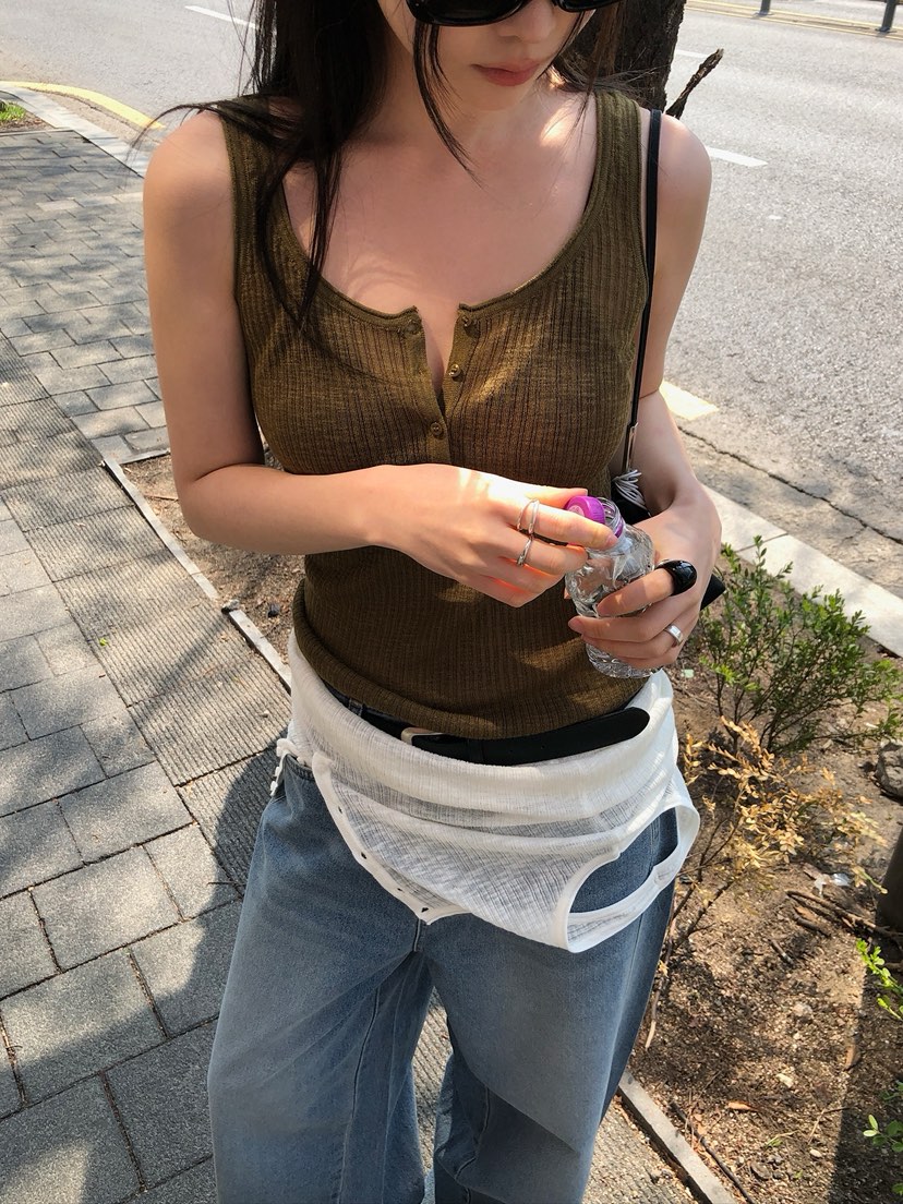 UNBOUND韓國代購女士新品人氣熱賣推薦26春夏吊帶背心紐扣UNBOUND吊帶/背心