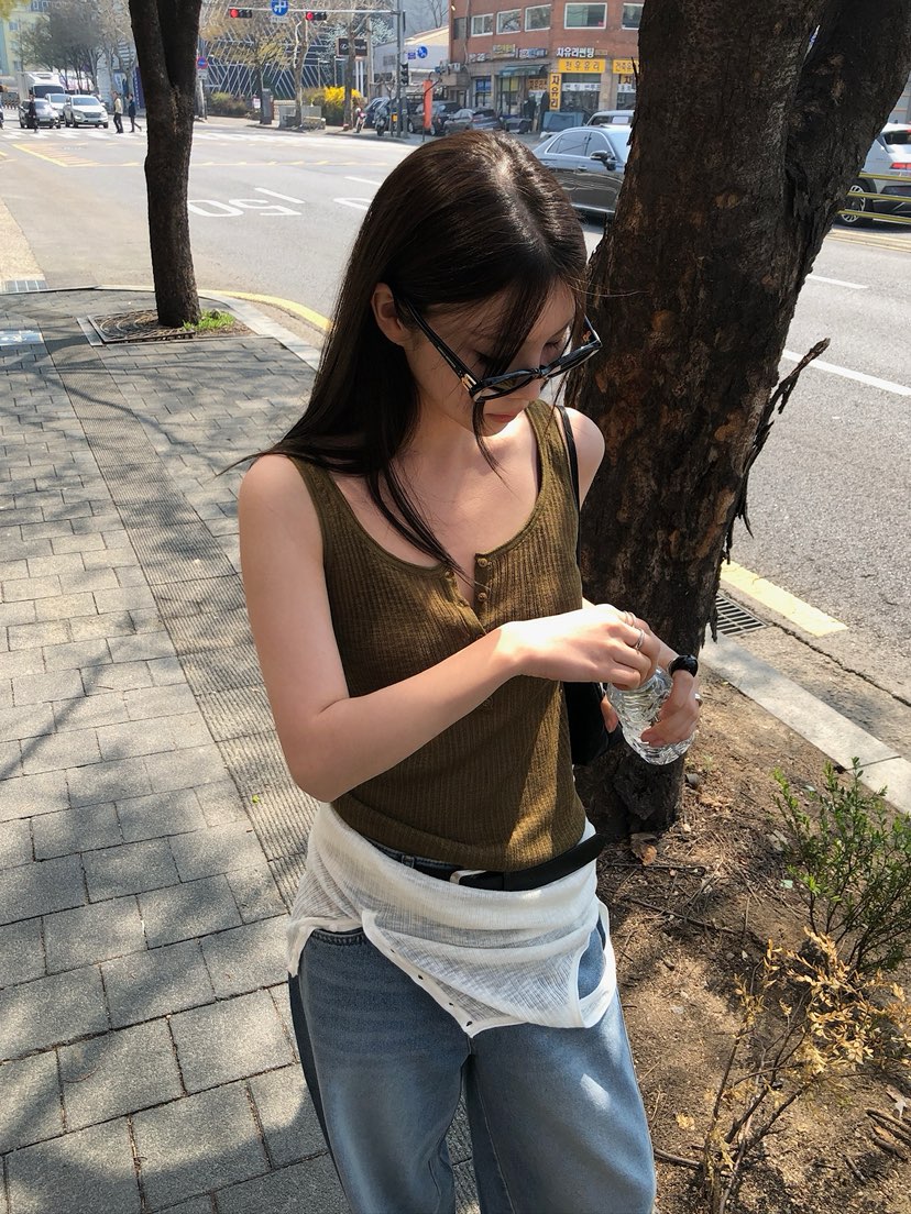 UNBOUND韓國代購女士新品人氣熱賣推薦26春夏吊帶背心紐扣UNBOUND吊帶/背心