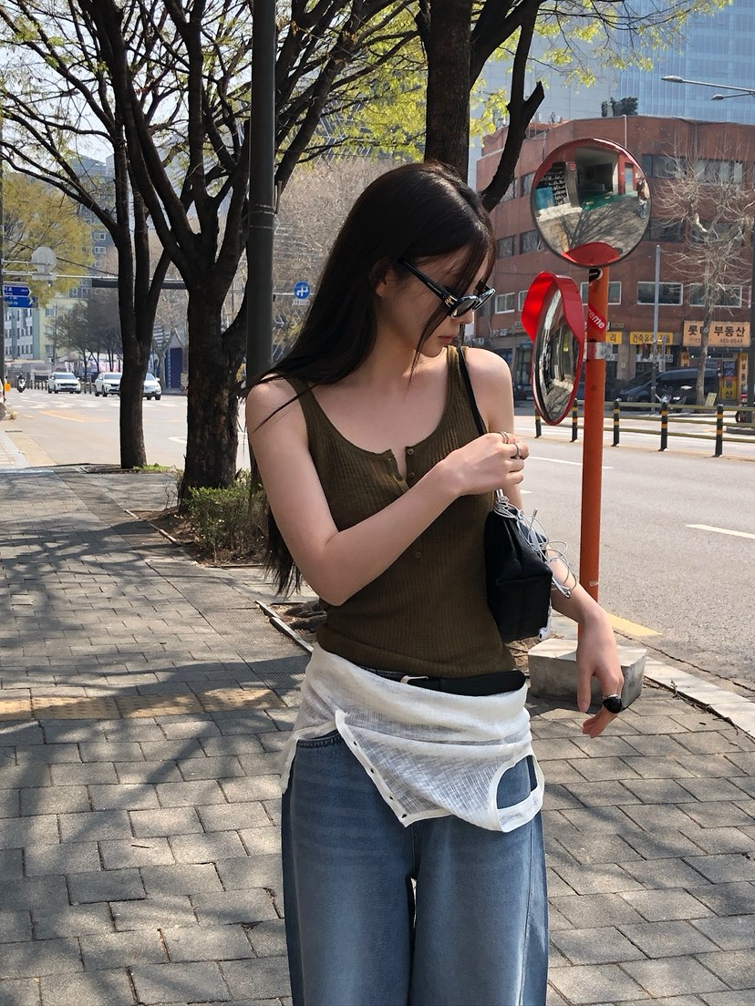 UNBOUND韓國代購女士新品人氣熱賣推薦26春夏吊帶背心紐扣UNBOUND吊帶/背心