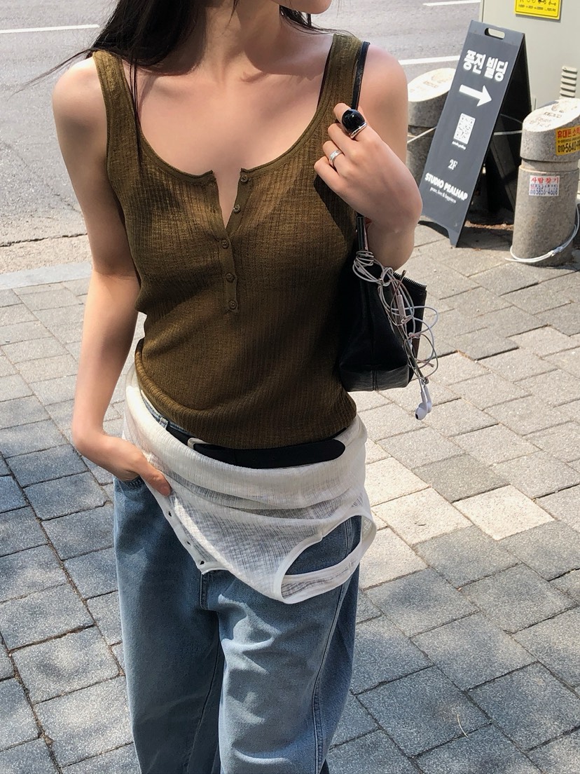 UNBOUND韓國代購女士新品人氣熱賣推薦26春夏吊帶背心紐扣UNBOUND吊帶/背心