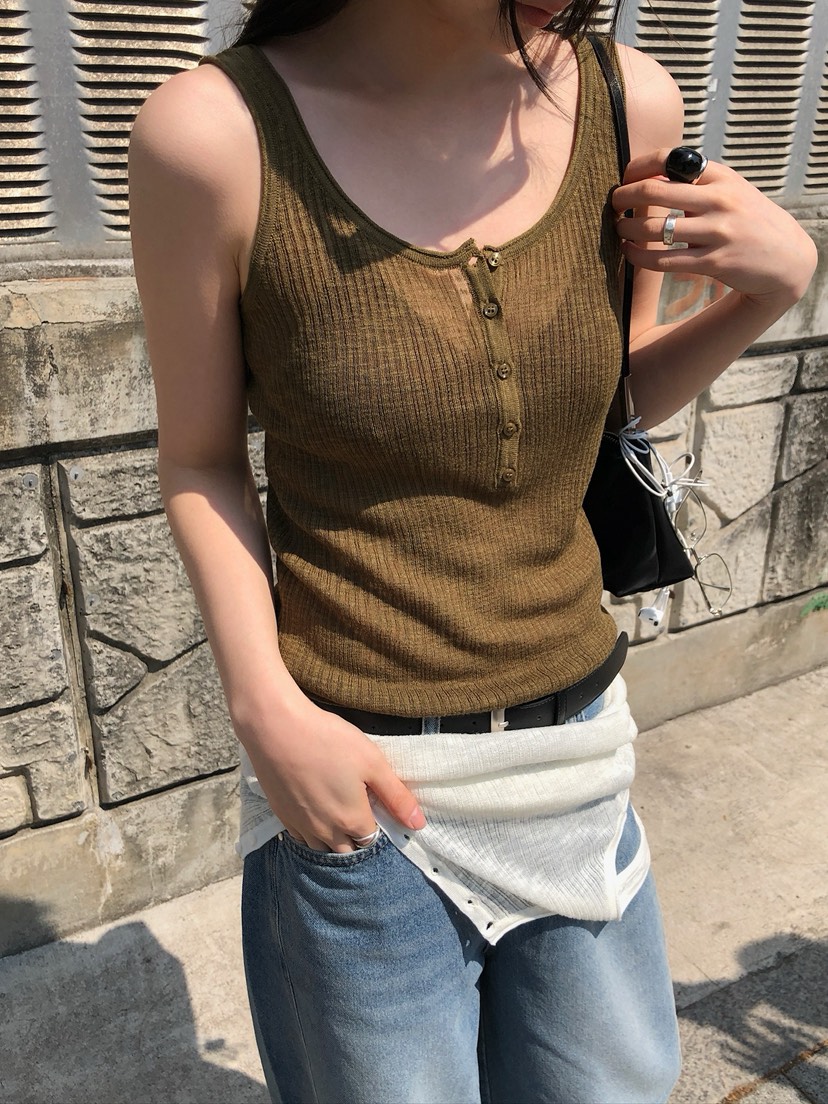 UNBOUND韓國代購女士新品人氣熱賣推薦26春夏吊帶背心紐扣UNBOUND吊帶/背心圖色1