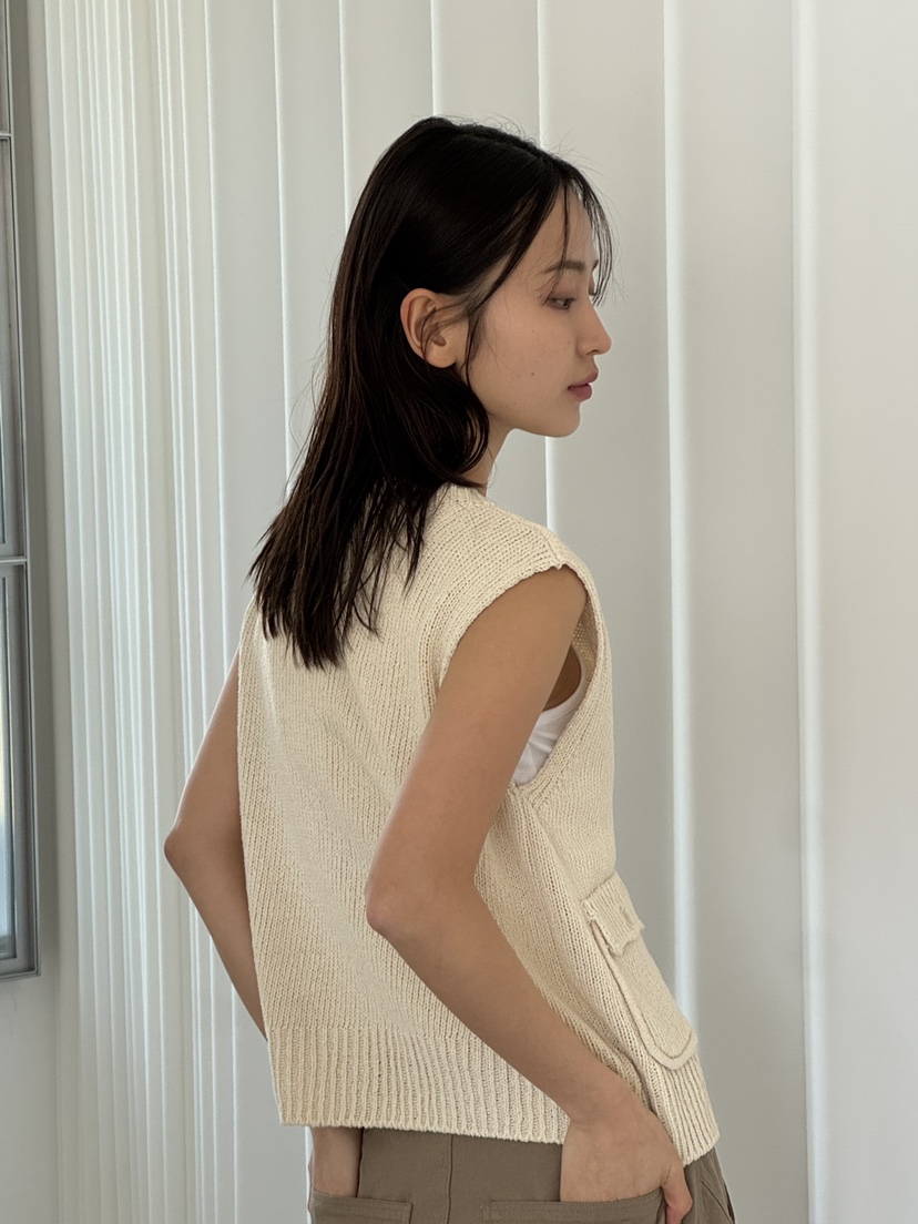 KARE/WEREPIECE韓國代購女士新品職業26春夏馬甲口袋棉質KARE/WEREPIECE馬甲