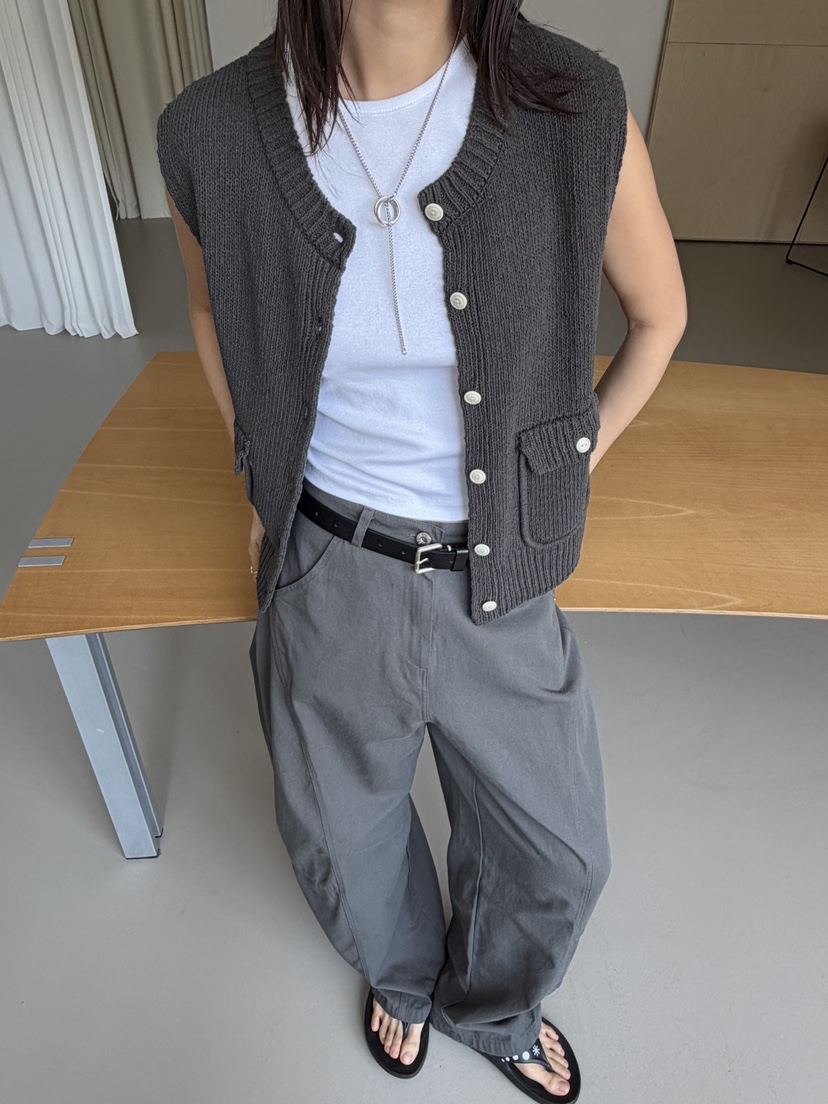 KARE/WEREPIECE韓國代購女士新品職業26春夏馬甲口袋棉質KARE/WEREPIECE馬甲