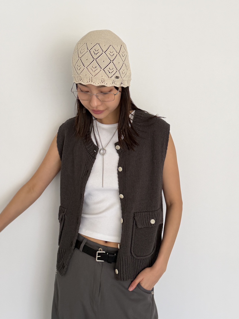 KARE/WEREPIECE韓國代購女士新品職業26春夏馬甲口袋棉質KARE/WEREPIECE馬甲