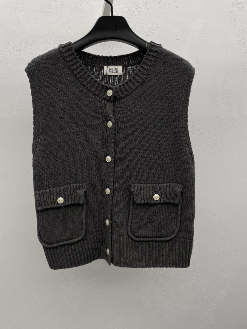 KARE/WEREPIECE韓國代購女士新品職業26春夏馬甲口袋棉質KARE/WEREPIECE馬甲圖色1