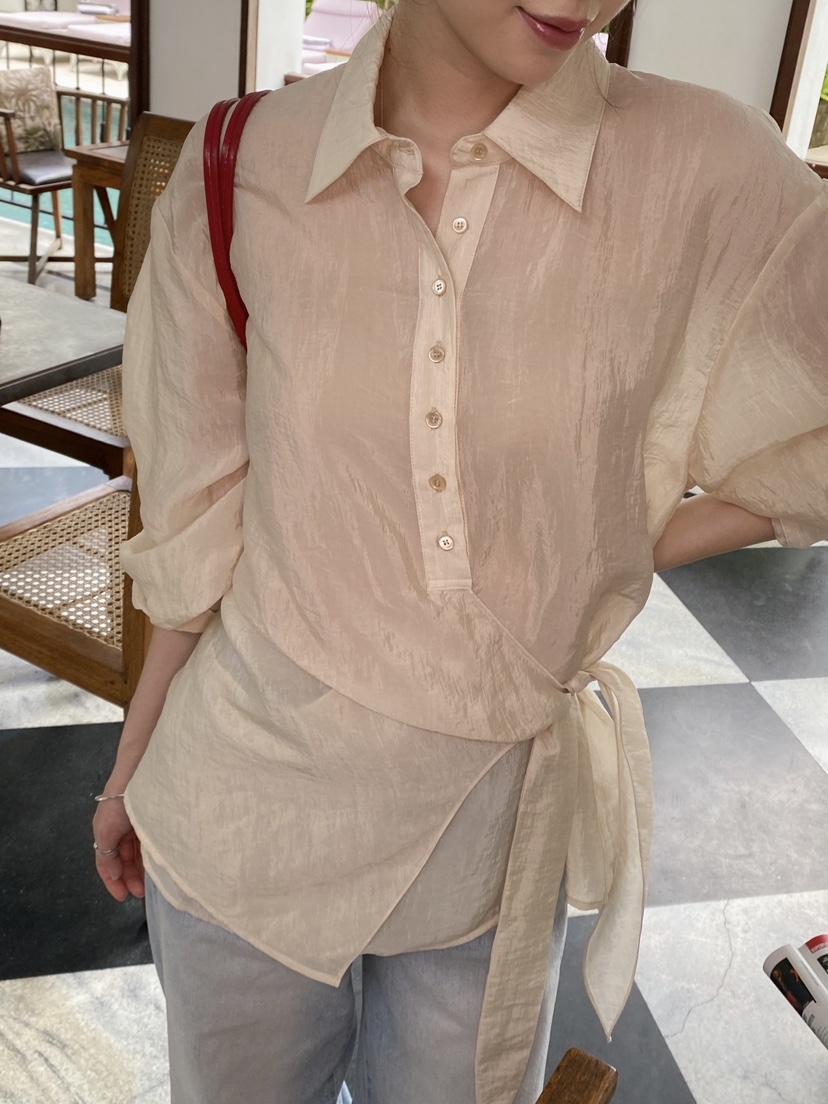 ERUME韓國東大門代購女士新品熱賣推薦時尚襯衫蕾絲衫透明ERUME襯衫/蕾絲衫