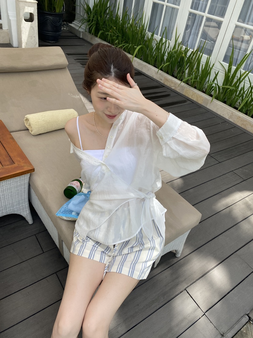 ERUME韓國東大門代購女士新品熱賣推薦時尚襯衫蕾絲衫透明ERUME襯衫/蕾絲衫