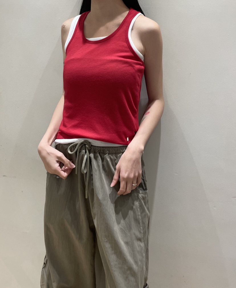 NEOUL韓國東大門代購女士新款26春夏推薦休閑吊帶背心雙層NEOUL/ahin雙領標簽吊帶/背心