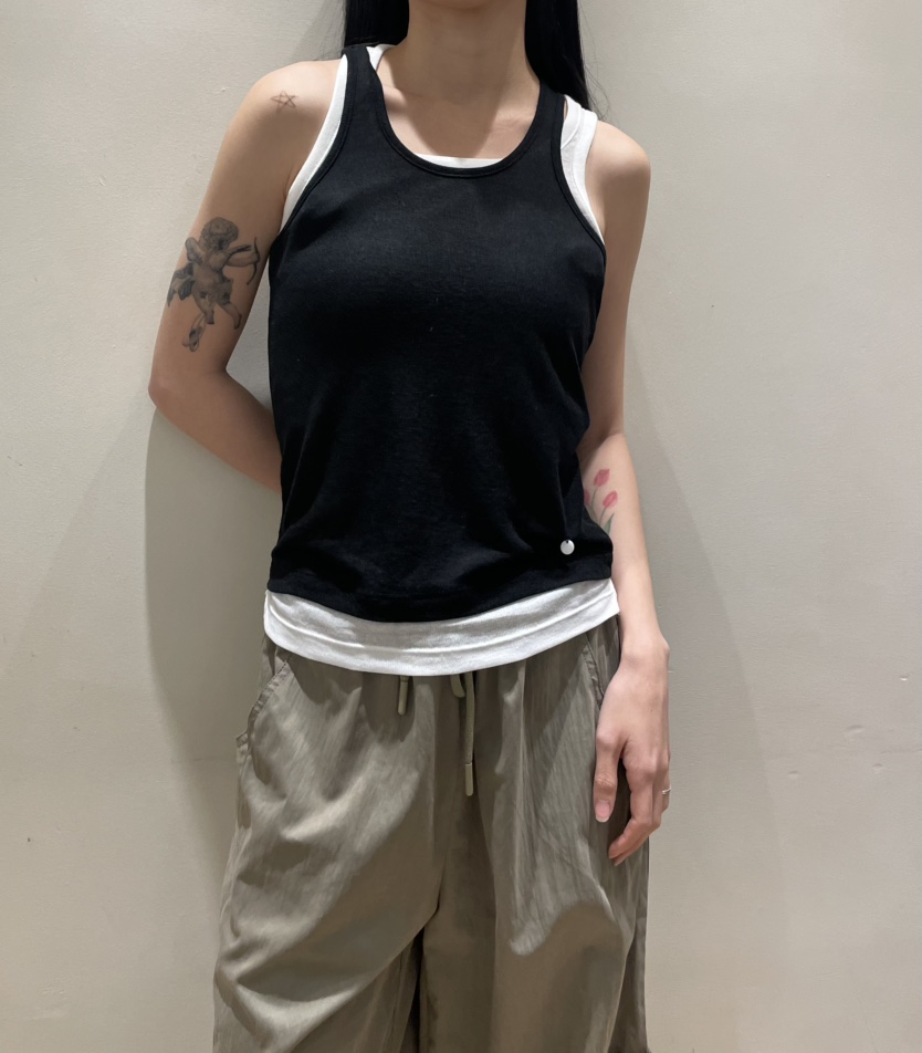 NEOUL韓國東大門代購女士新款26春夏推薦休閑吊帶背心雙層NEOUL/ahin雙領標簽吊帶/背心