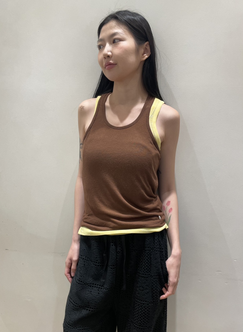 NEOUL韓國東大門代購女士新款26春夏推薦休閑吊帶背心雙層NEOUL/ahin雙領標簽吊帶/背心