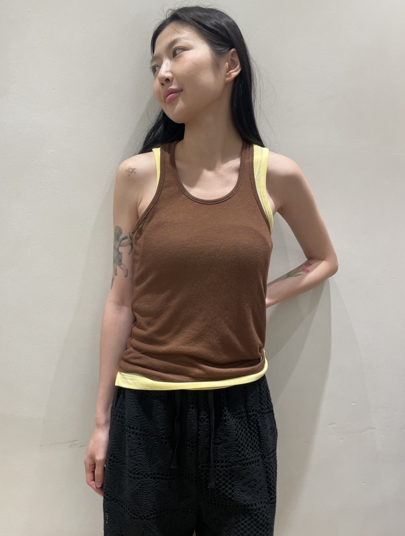 NEOUL韓國東大門代購女士新款26春夏推薦休閑吊帶背心雙層NEOUL/ahin雙領標簽吊帶/背心