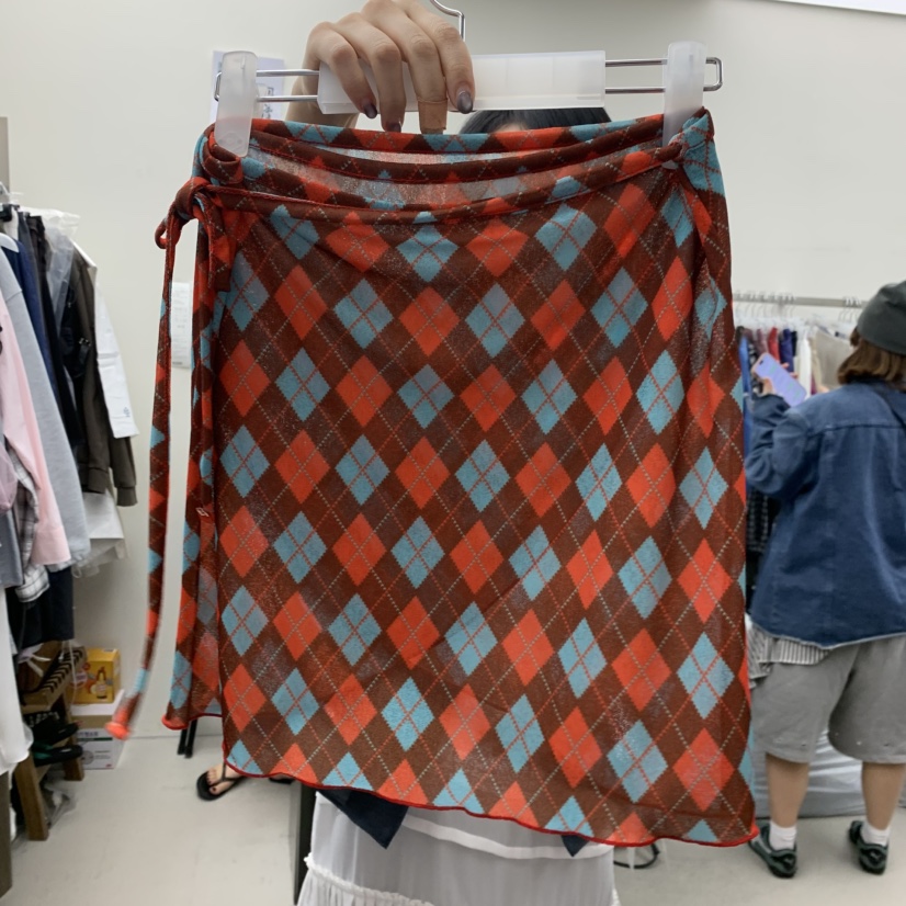 SOLD OUT韓國代購女士新品時尚熱賣人氣26春夏短裙裹身裙格紋SOLD OUT短裙