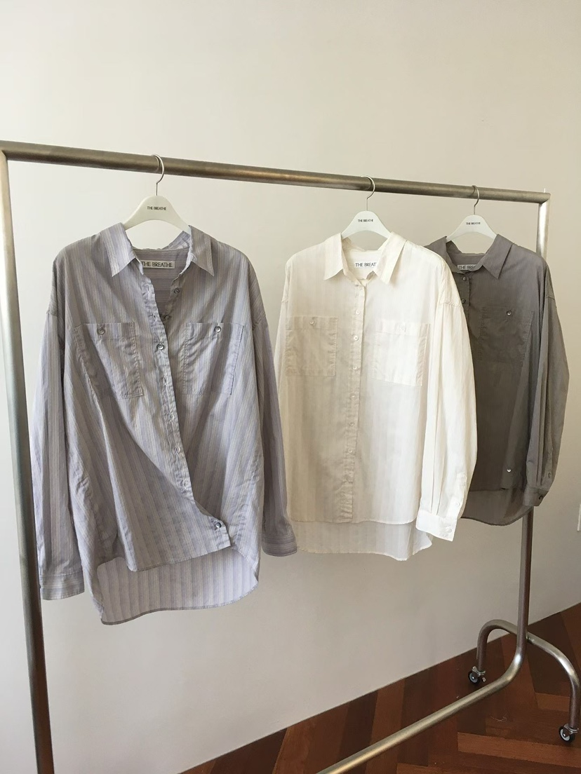 BREATHE韓國直郵女士新款職業推薦時尚26春夏襯衫蕾絲衫條紋BREATHE襯衫/蕾絲衫