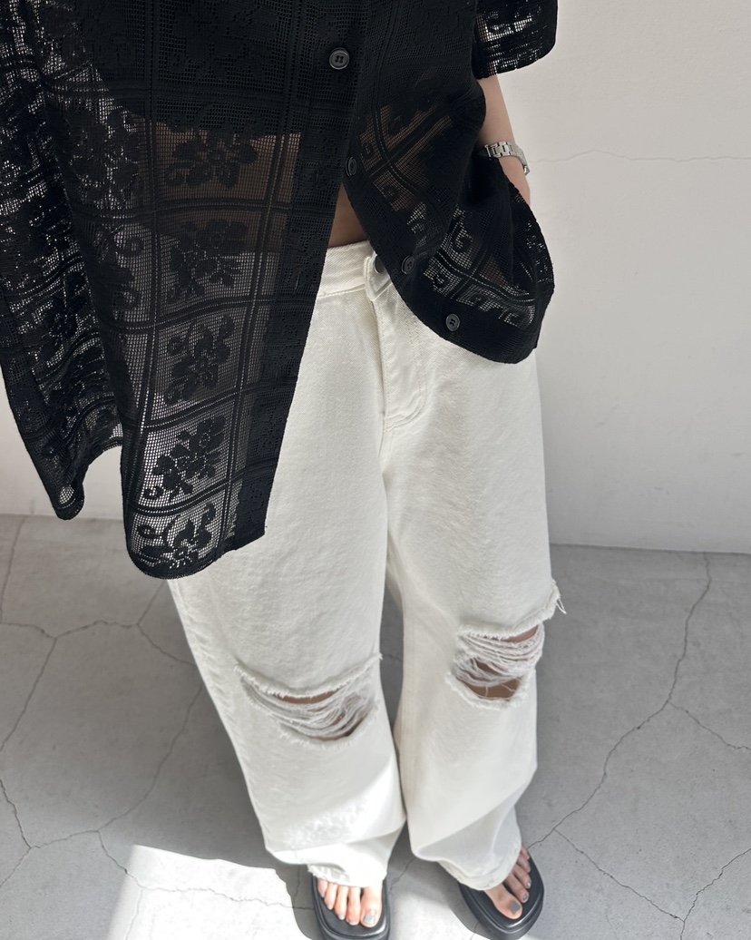 HOWDY/FACT THE NERD韓國代購女裝新款職業襯衫蕾絲衫不含內搭鉤針編織HOWDY/FACT THE NERD襯衫/蕾絲衫