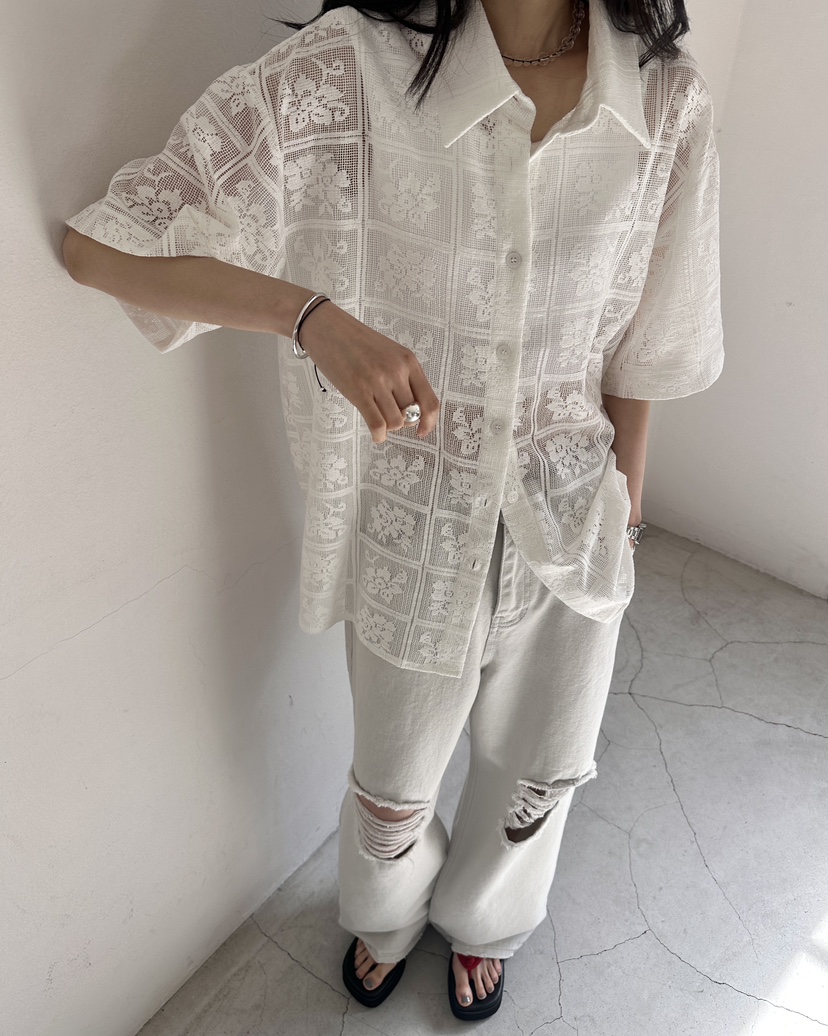 HOWDY/FACT THE NERD韓國代購女裝新款職業襯衫蕾絲衫不含內搭鉤針編織HOWDY/FACT THE NERD襯衫/蕾絲衫圖色1