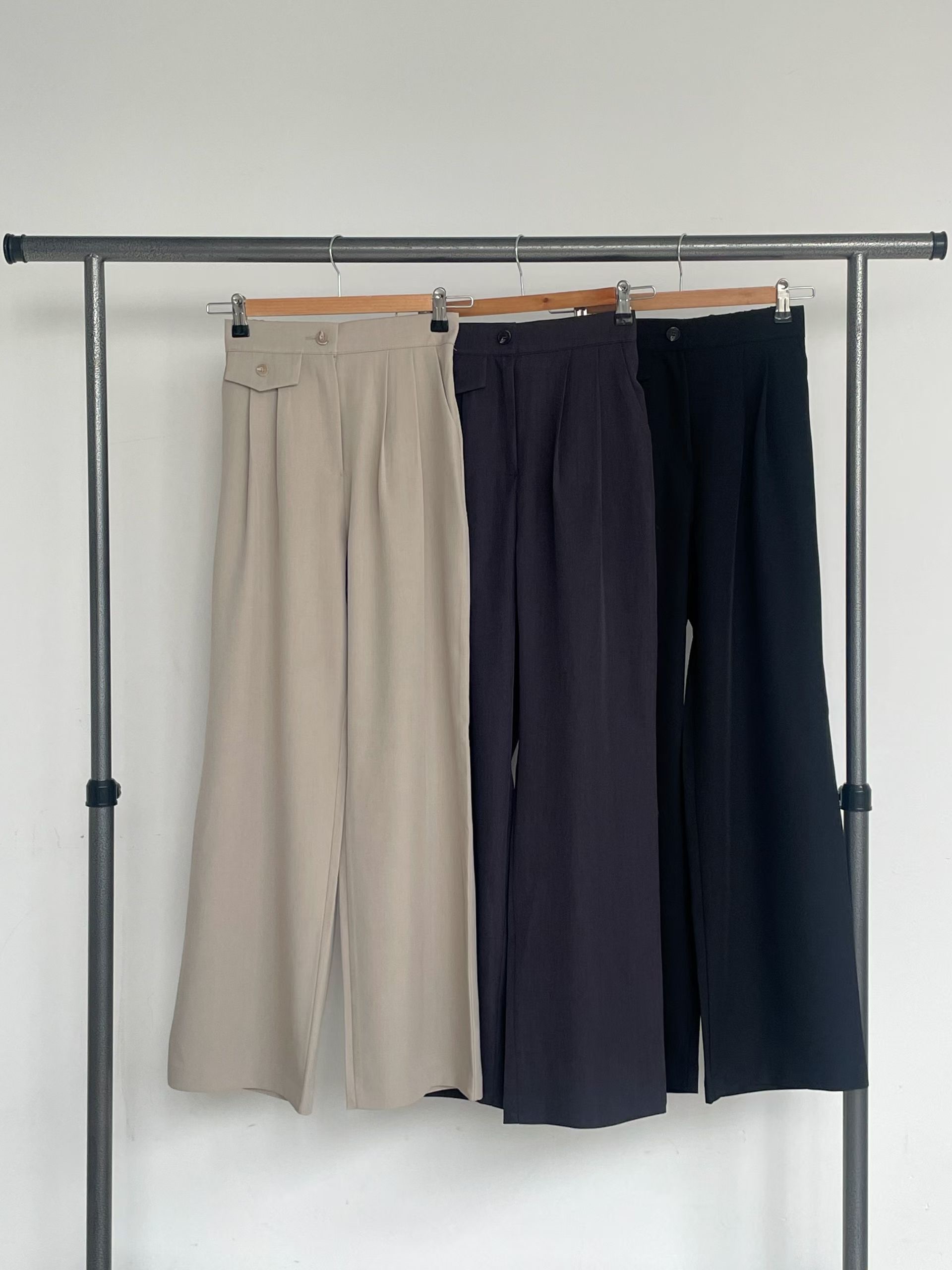 OTTO韓國直郵女士新品推薦人氣職業26春夏休閑褲口袋褶裥OTTO休閑褲圖色2左二色