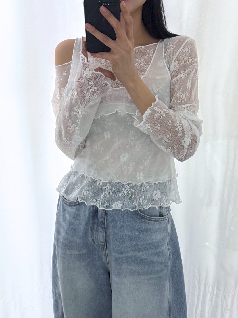 AB東大門代購女士新品休閑熱賣職業襯衫蕾絲衫假兩件套裝AB襯衫/蕾絲衫