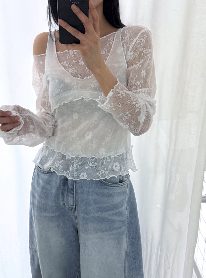 AB東大門代購女士新品休閑熱賣職業襯衫蕾絲衫假兩件套裝AB襯衫/蕾絲衫