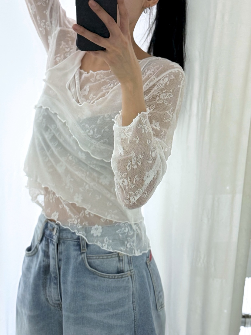 AB東大門代購女士新品休閑熱賣職業襯衫蕾絲衫假兩件套裝AB襯衫/蕾絲衫