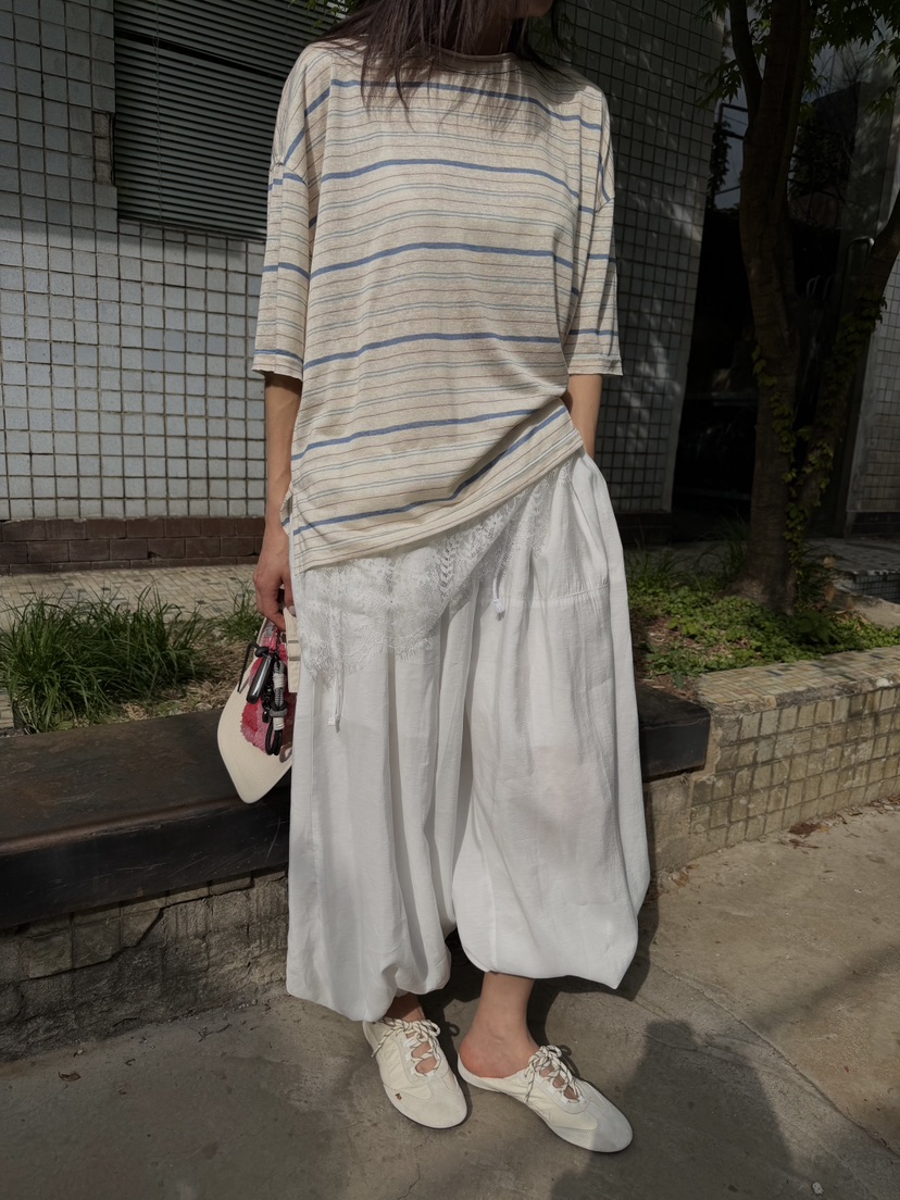 FRANC—L韓國直郵女士新品推薦職業時尚T恤亞麻布復古蕾絲FRANCT恤